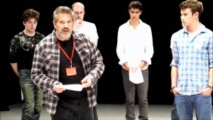 Michael Corbidge with students at the RSC